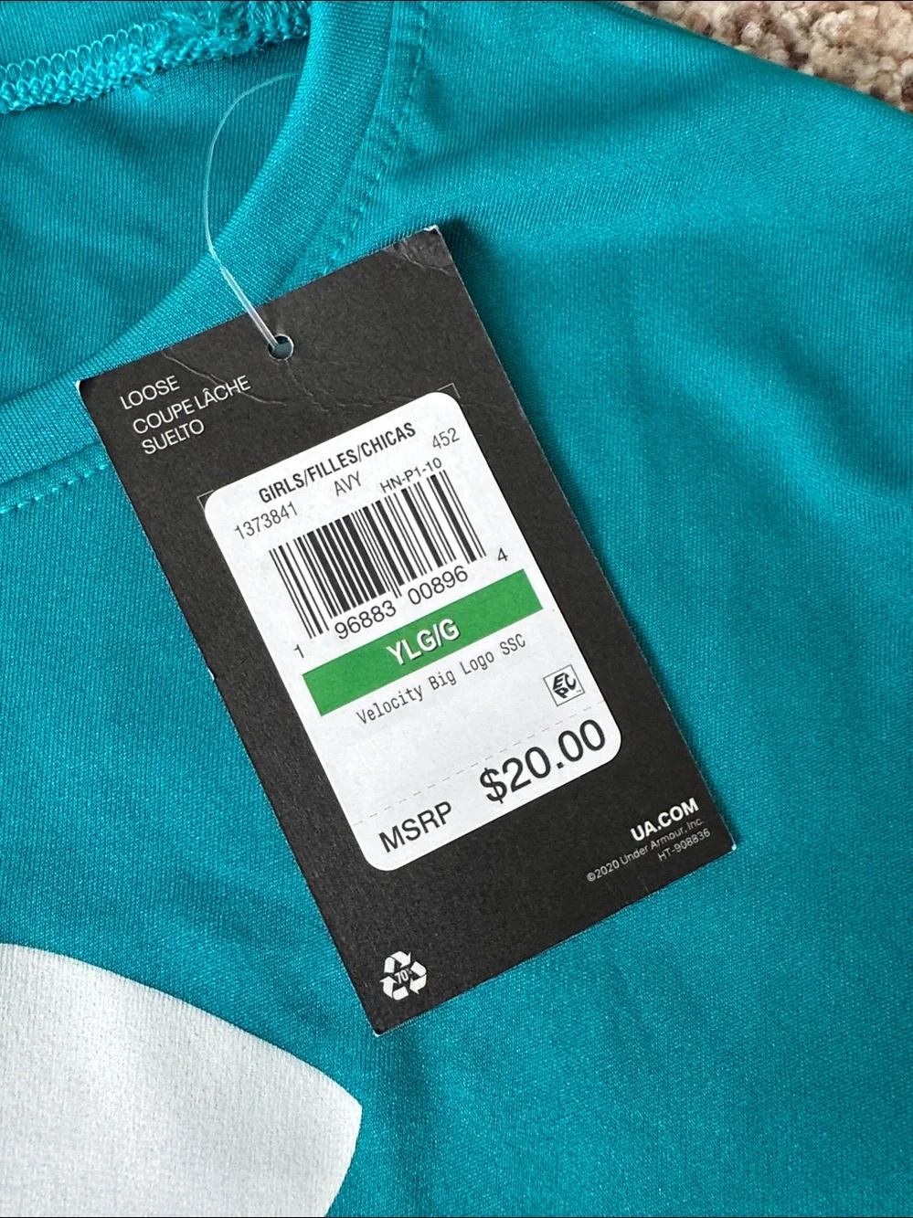 Under Armour girls Teal Short Sleeve Logo Tee